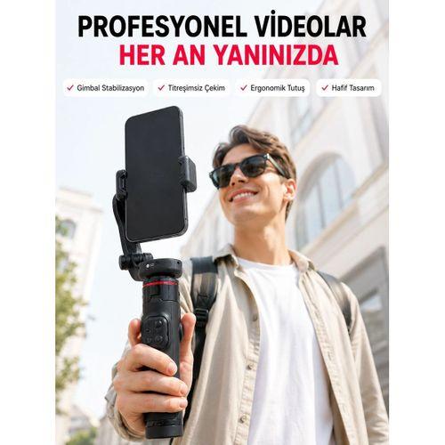 Akıllı Takipli Gimbal Selfie Stick Profesyonel Video Çekim Stabilizatörü Uzayabilir Tripod Bluetooth Kumandalı