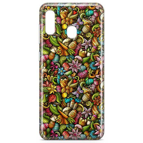 Samsung Galaxy A40 Kılıf Happy Doodle Arka Kapak Koruma Desenli Full Koruyucu