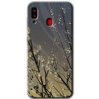 MRCİLETİSİM Samsung Galaxy A20 Kılıf HD Desen Baskılı Arka Kapak + Temperli Cam - Branches Flowers