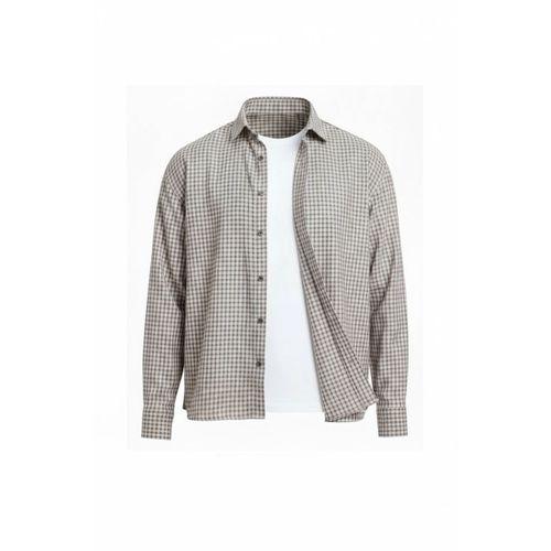 Jonas Ekose Küçük Kareli Relaxed Fit %100 Pamuklu Flanel Kumaş Erkek Gömlek - Yeşil