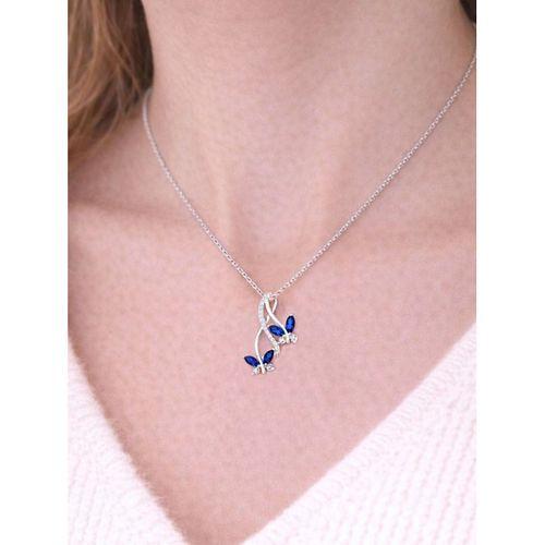 Sonsuzluk Pırlanta Model Safir Taşlı Kelebek Kadın Gümüş Kolye