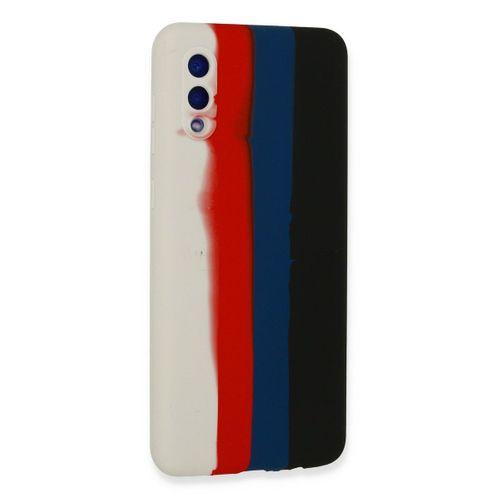 Newface Samsung Galaxy A02 Kılıf Ebruli Lansman Silikon - Beyaz-Siyah