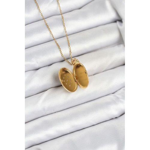 316L Çelik Zincir Gold Renk Kapaklı Açılabilir Model Kadın Kolye