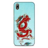 Huawei Y5 2019 Kılıf Dragons (22) Tam Koruma Kılıfı Ejderha Dövme Kırmızı