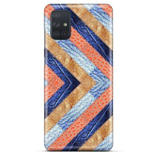Samsung Galaxy M51 Kılıf Patchwork (3) Kapak Lacivert Turuncu