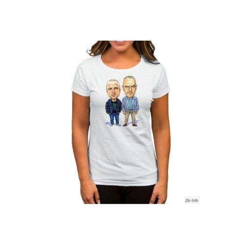 Breaking Bad Pinkman and Walter White Beyaz Kadın Tişört