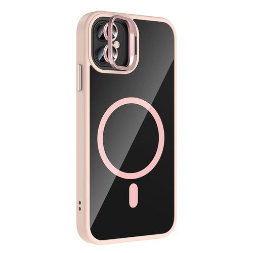 Apple iPhone 11 Kılıf Standlı ve Kamera Lens Hediyeli M-Safe Şarj Özellikli Zore Etro Kapak
