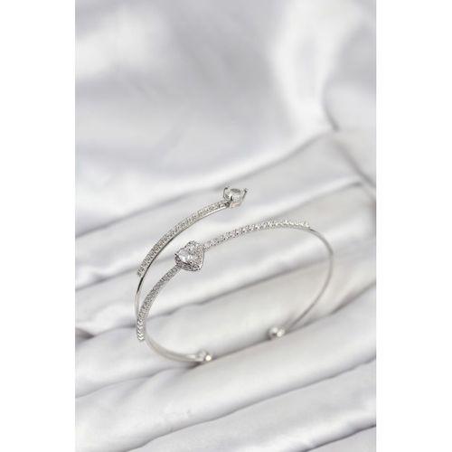 Kalp Model Pirinç Gümüş Renk Kadın Bileklik