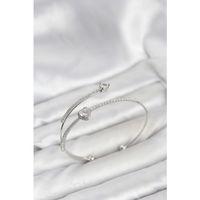 Kalp Model Pirinç Gümüş Renk Kadın Bileklik