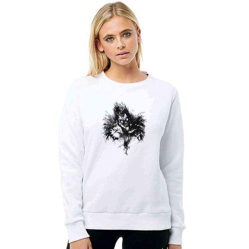 Death Logo Note Ryuk Işığı Yagami Baskılı Beyaz Kadın Sweatshirt