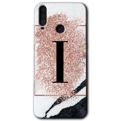 MRCİLETİSİM General Mobile GM 10 Kılıf HD Desen Baskılı Arka Kapak + Temperli Cam - Pembe Mermer Desenli I Harfi