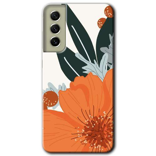 MRCİLETİSİM Samsung Galaxy S21 FE Kılıf Baskılı Kapak - Portakal Çiçeği +Tam Ekran Koruyucu