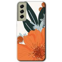 MRCİLETİSİM Samsung Galaxy S21 FE Kılıf Baskılı Kapak - Portakal Çiçeği +Tam Ekran Koruyucu