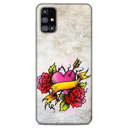 Lopard Samsung Galaxy M31s Uyumlu Kılıf Tattoo's (12) Koruyucu Silikon Gri Pembe
