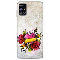 Lopard Samsung Galaxy M31s Uyumlu Kılıf Tattoo's (12) Koruyucu Silikon Gri Pembe