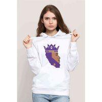 The King 23 La Basketbol Baskılı Beyaz Kadın Kapşonlu Sweatshirt