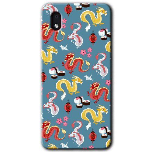 MRCİLETİSİM Samsung Galaxy A01 Core Kılıf Baskılı Kapak - Funky Dragon + 5D Tam Kaplayan Cam