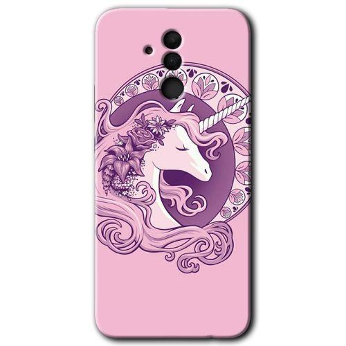 Huawei Mate 20 Lite Kılıf Baskılı Kapak - Unicorn-Pembe +Tam Ekran Koruyucu