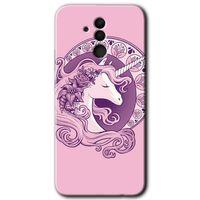 Huawei Mate 20 Lite Kılıf Baskılı Kapak - Unicorn-Pembe +Tam Ekran Koruyucu