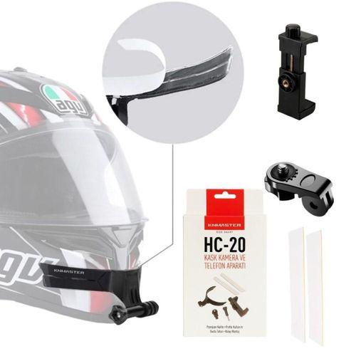 KNMASTER Knmaster Hc-20 Motosiklet Kask Çene Yapıştırıcılı Telefon Ve Aksiyon Kamera Tutucu Full Set