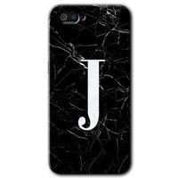 Realme C2 Kılıf HD Desen Baskılı Arka Kapak - Siyah Mermer Desenli J Harfi