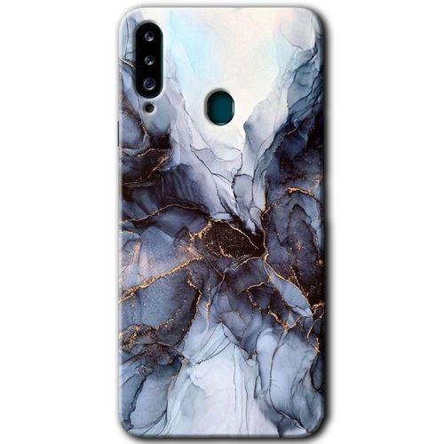 MRCİLETİSİM Samsung Galaxy A20s Kılıf Baskılı Kapak - Otantik Mermer +Tam Kaplayan Mat Seramik