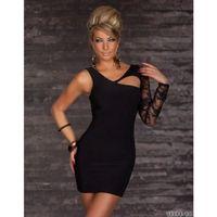 B101187 Asimetrik Dantel Mini Elbise