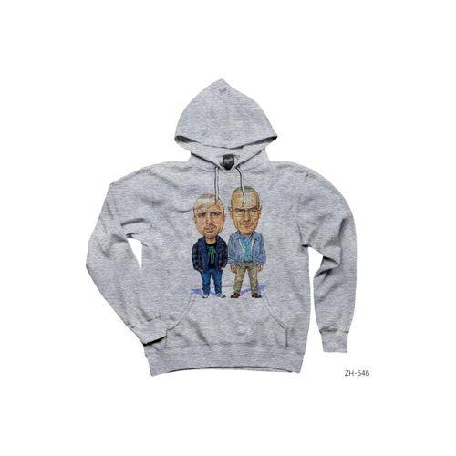 Breaking Bad Pinkman and Walter White Gri Kapşonlu Sweatshirt Hoodie