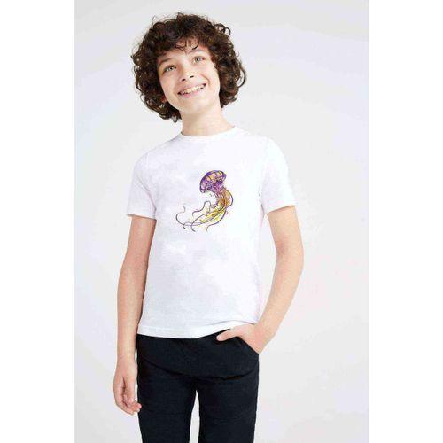 Watercolor Jellyfish Denizanası Baskılı Unisex Çocuk Beyaz t-shirt