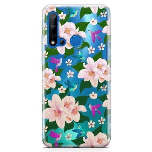 Huawei P20 Lite 2019 Kılıf Karanfil Kuşlar Arka Kapak Koruma Desenli Full Koruyucu