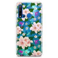 Huawei P20 Lite 2019 Kılıf Karanfil Kuşlar Arka Kapak Koruma Desenli Full Koruyucu