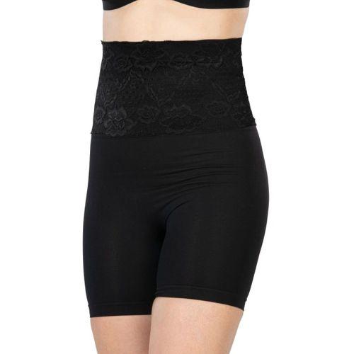 Siyah  2091 Önü Dantelli Yüksek Bel Boxer Korse