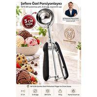 5 Cm Yuvalı Mekanizmalı Dondurma Kaşığı 304 Paslanmaz Çelik Profesyonel Helva Kurabiye Porsiyonlayıcı 723664