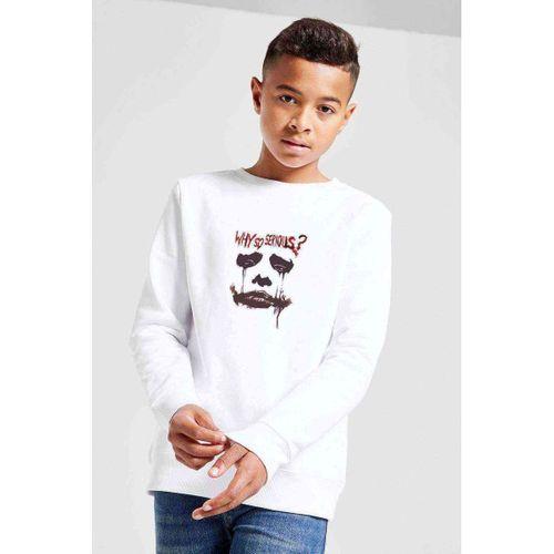 JOKER WHY S0 SERIOUS Baskılı Unisex Çocuk Beyaz Sweatshirt