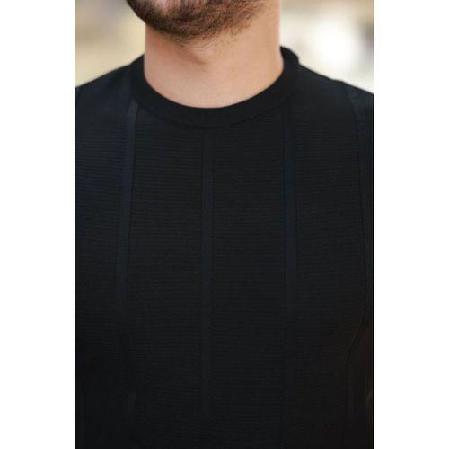 Erkek Desenli çizgi Kabartmalı Kısa Kollu Tişört