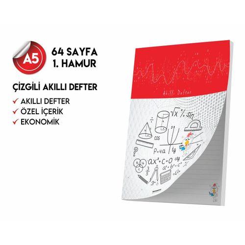 Çizgili Not Defteri 64 Sayfa Akıllı Defter Tekli A5 Tam Beyaz Tekli