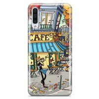 Samsung Galaxy A50 Kılıf Paris Kafe Arka Kapak Koruma Desenli Full Koruyucu