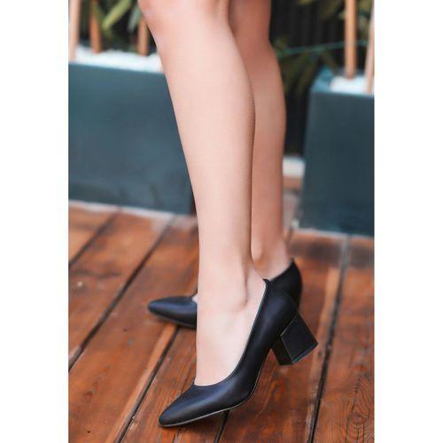 Koot Siyah Cilt Topuklu Ayakkabı