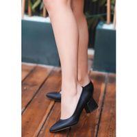 Koot Siyah Cilt Topuklu Ayakkabı