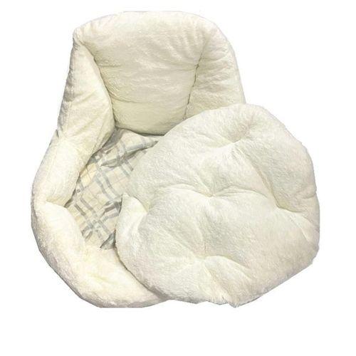 Süslüpati Kullanışlı Yıkanabilir Kumaş Silikon Elyaf Dolgulu Kedi Köpek Yatağı Krem 56Cm