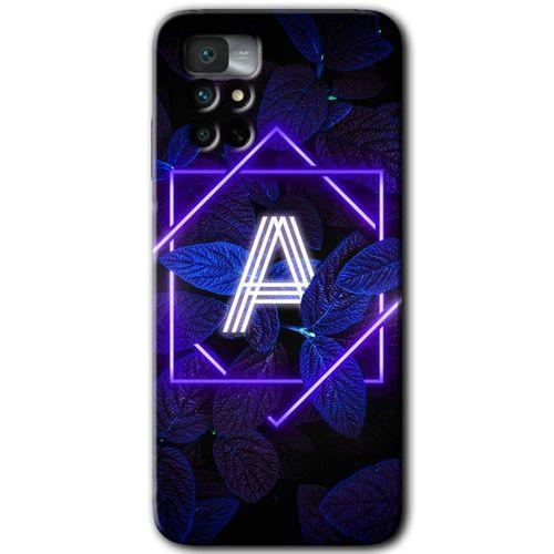 Redmi Note 11 4G Kılıf HD Desen Baskılı Arka Kapak - Dark Neon Yaprak A Harfi