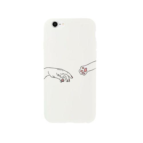 iPhone 6 Hand And Paw Premium Silikonlu Beyaz Telefon Kılıfı