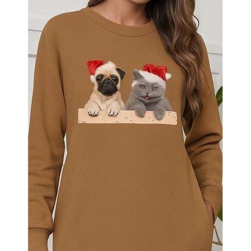 Kadın Uzun Kollu Bisiklet Yaka Desenli Viskon Iki Iplik Bluz