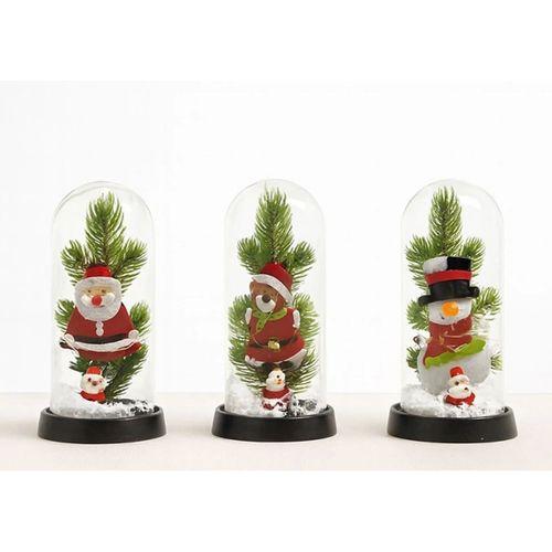 Yılbaşı Temalı Işıklı  Dekoratif Cam Fanus