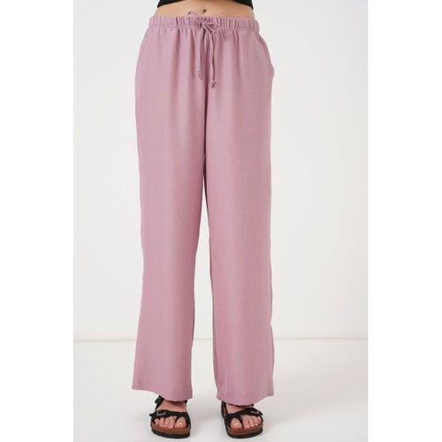 Geniş Paça Keten Pantolon 6735 - Gül Kurusu