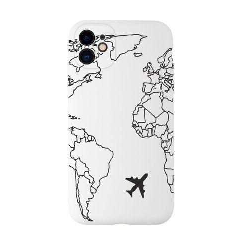 iPhone 11 Uyumlu World Map Lines Desenli Kamera Korumalı Lansman Kılıf Premium Silikonlu