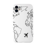 iPhone 11 Uyumlu World Map Lines Desenli Kamera Korumalı Lansman Kılıf Premium Silikonlu