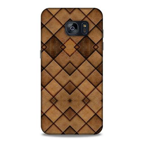 Samsung Galaxy S7 Edge Kılıf Patchwork (26) Tpu Silikon Kılıf Açık Kahverengi