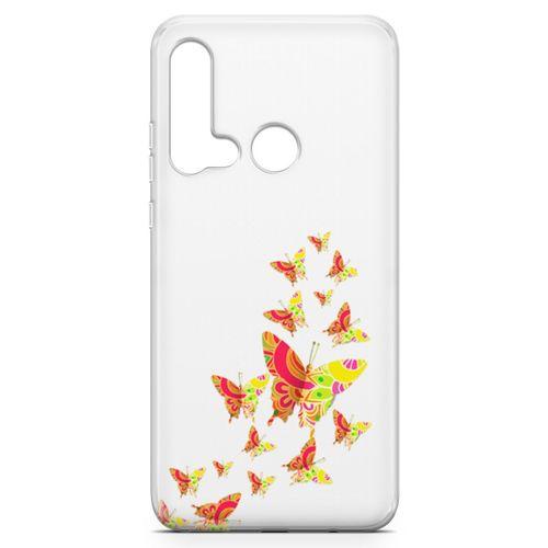 Huawei Nova 5i Kılıf Colorful Kelebek Arka Kapak Koruma Desenli Full Koruyucu