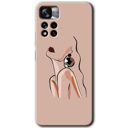 Xiaomi Redmi Note 11 Pro Plus 5G Kılıf HD Desen Baskılı Arka Kapak+Temperli Cam - Çizim Silüet